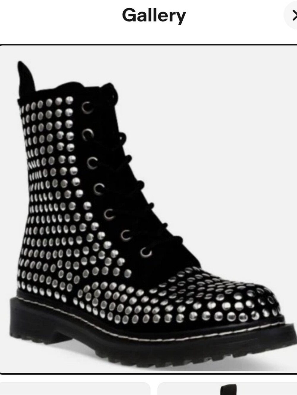 Black Silver Studded Combat Boots Size 10 New